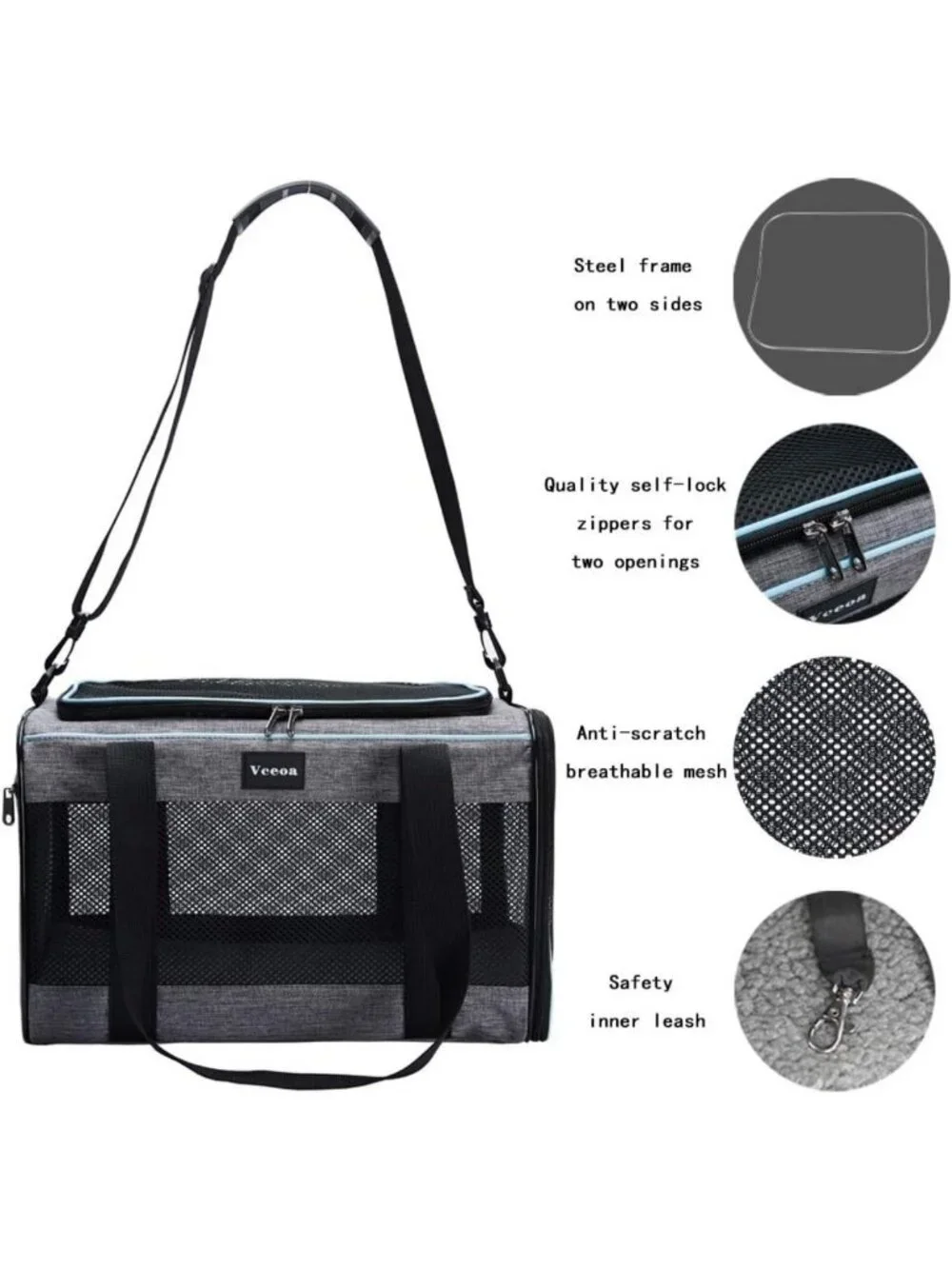Soft-Sided Pet Carrier for Cats & Dogs up to 16 lbs - Travel Bag for Pets